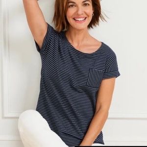 Talbots Navy/White Pin Striped Top - NWT